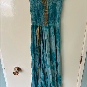 Silk Blue and Gold Harem Pants/ Jumpsuit